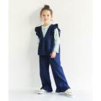 アプレ レ クール apres les cours バックリボンフリルベスト＆フリルパンツ2Pセット  10分丈 （デニム）