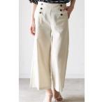  aqua гараж aquagarage высокий талия хлопок широкий брюки ( ecru )