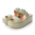 アシナガオジサン あしながおじさん 大人も履ける厚底三つ編みミュールサンダル  （Lグリーン）