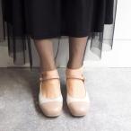 アシナガオジサン あしながおじさん 人気アイテムがリニューアル◇厚底ストラップパンプス (グレージュコンビ)