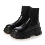 ショッピングニットブーツ アタガール attagirl トラックソールニットブーツ （ブラックスムース）