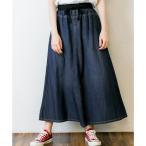 アットワン atONE ウエストリブデニムマキシスカート （NAVY）