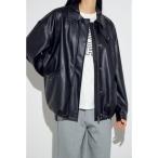 フェイクレザーミドルブルゾン BLK