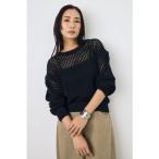 クロップドメッシュニット BLK
