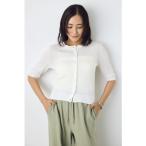 シアーリブ5分袖カーディガン O/WHT1
