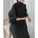 ショッピングバブ バブ Bab 【低身長向けサイズあり】ネップストレートラインニットワンピース （BLACK）