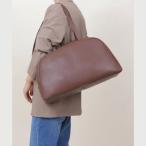 ベース BASE 【LA MARGE】【本革 / A4対応】レザー ラウンド ボストンバッグ (L) （ダークブラウン）