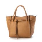 ショッピングnixon ベース BASE イタリア製 本革 2WAY ノットリボン舟形トートバッグ （キャメル）