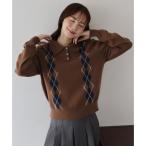 ショッピングアーガイル ブルーイースト BLUEEAST アーガイルポロニット （ブラウン）