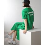 ボンジュールサガン BONJOUR SAGAN バックナンバープリントTシャツワンピース （GREEN）