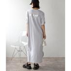 ボンジュールサガン BONJOUR SAGAN バックナンバープリントTシャツワンピース （LIGHT-GRAY）