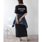ボンジュールサガン BONJOUR SAGAN バックナンバープリントTシャツワンピース （BLACK）