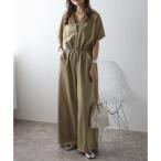 ボンジュールサガン BONJOUR SAGAN ウエスト切替Vネックオールインワン （LIGHT-KHAKI）