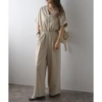 ボンジュールサガン BONJOUR SAGAN ウエスト切替Vネックオールインワン （LIGHT-BEIGE）