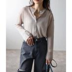 ボンジュールサガン BONJOUR SAGAN シアークルーネックカーディガン （GRAY-BEIGE）