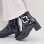 ブリジット バーキン Bridget Birkin ビジューバックルレインブーツ (ブラックエナメル)