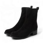 ブソラ bussola 撥水4cmヒールストレッチショートブーツ （ブラックスウェード）
