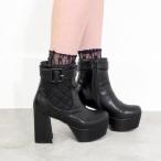 バイアシナガオジサン by あしながおじさん 厚底ヒールキルティングブーツ （ブラック）