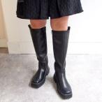 バイアシナガオジサン by あしながおじさん シンプルで合わせやすい厚底スクエアロングブーツ （ブラック）