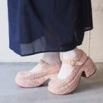 バイアシナガオジサン by あしながおじさん 厚底おでこストラップパンプス （ピンクコンビ）