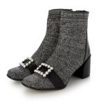 バイアシナガオジサン by あしながおじさん パールバックルニットブーツ （ブラックコンビ）