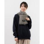 カシュミー Cashmee グレンチェック 広幅 カシミヤ マフラー カシミア100％ （グレー）