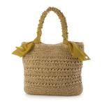 カシュカシュ cache cache カシュカシュ cachecache / 下がりリボン柄編みトート カゴバッグ （MU）