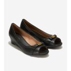 コール ハーン COLE HAAN マルタ ピープトゥ ウェッジ womens (ブラック レザー / ブラック スタック)
