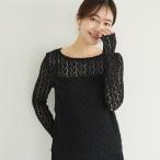 コカ coca ストレッチチュールレース トップス (Black)