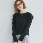 コカ coca クレープシャーリングパフスリーブトップス (Black)