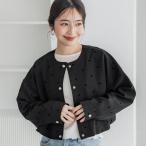コカ coca フロッキードットジャケット (Black)