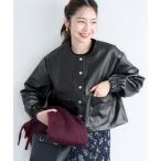 コカ coca フェイクレザーノーカラージャケット （Black）