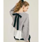 コカ coca バックリボン異素材ドッキングニットトップス （Lt.gray）