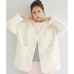 コカ coca プードル金釦ノーカラーコート （Ivory）