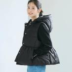 ショッピングcoca コカ coca フード付きペプラム中綿ベスト （Black）