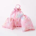 キャサリンコテージ Catherine Cottage 撥水巾着3点セット （レインボー猫・ピンク[RPNK]）