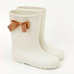 キャサリンコテージ Catherine Cottage サイドリボン レインブーツ （オフホワイト×ブラウン[OWT]）