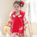 キャサリンコテージ Catherine Cottage 七五三被布3点セット （象牙着物×紅赤被布[OWTJ]）