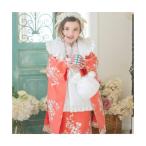 キャサリンコテージ Catherine Cottage フラワーレース着物ワンピ+被布セット （朱色着物×雪白被布[ORA]）