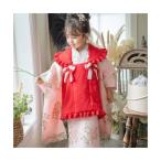 キャサリンコテージ Catherine Cottage フラワーレース着物ワンピ+被布セット （薄ピンク着物×紅葉色被布[PNK3]）