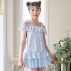 キャサリンコテージ Catherine Cottage オフショルリボンスイムウェア【返品不可商品】 （小花柄猫・ブルー[CBLUJJ]）