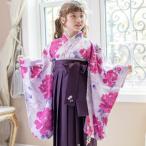 キャサリンコテージ Catherine Cottage 簡単着付けの袴セット （猫と芍薬紫×本紫袴[E2]）