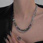 ダイヤモンドハーツ Diamond Hearts 【訳あり新品】クリアビーズ×スタッズ×チェーンレイヤードネックレス （シルバー）