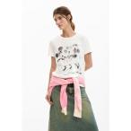 ショッピングミニー デシグアル Desigual ミッキーとミニーマウス ハートのTシャツ （ホワイト）