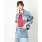 デシグアル Desigual ミッキーマウスプリントのレディースオーバーサイズデニムジャケット (ブルー)