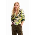 ショッピングモロッコ デシグアル Desigual 花柄 クロスブラウス （グリーン）