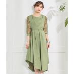  платье плюс DRESS+ вечернее платье 2way гонки взрослый симпатичный do King One-piece ножек длина эффект плиссировать обработка гонки рукав ( хаки )