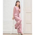 ドレスプラス DRESS+ パーティー 結婚式 ジャンプスーツ パンツドレス レース袖 オールインワン2way （スモークピンク）