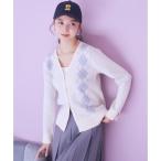 アースミュージックアンドエコロジー earth music&ecology アーガイルニットカーディガン （アイボリー）