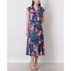 閉店セール★エジェリ EGERIE Paris 大人のエレガントワンピ （ブルー）